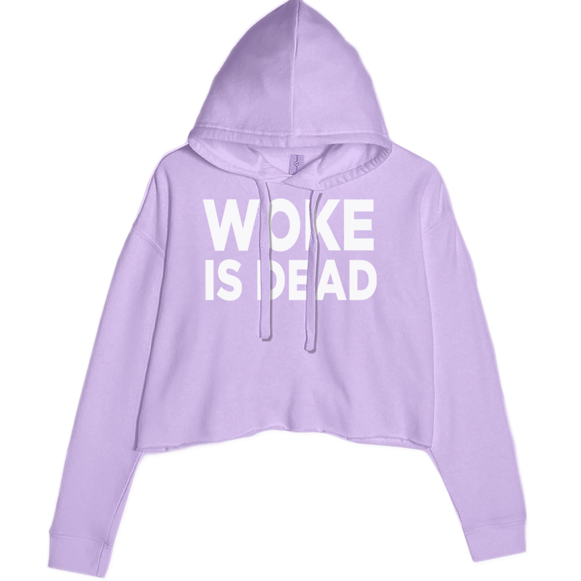 Woke Is Dead Satire Cropped Hoodie Sweatshirt Lavender