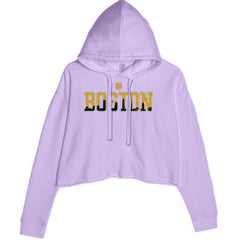 Boston City Pride Irish Cropped Hoodie Sweatshirt Lavender