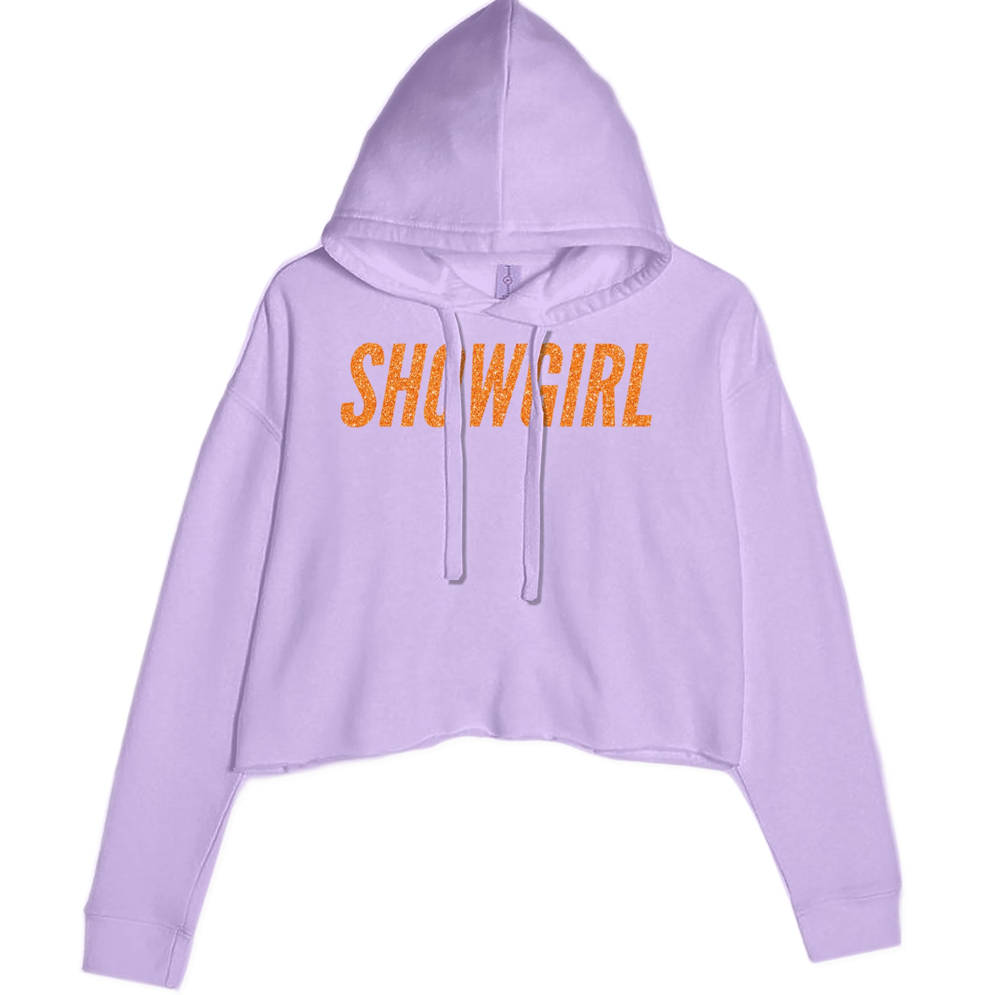 Showgirl Orange Glitter Cropped Hoodie Sweatshirt Lavender