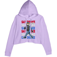 Say Drake Smiling Meme Mustard Cropped Hoodie Sweatshirt Lavender