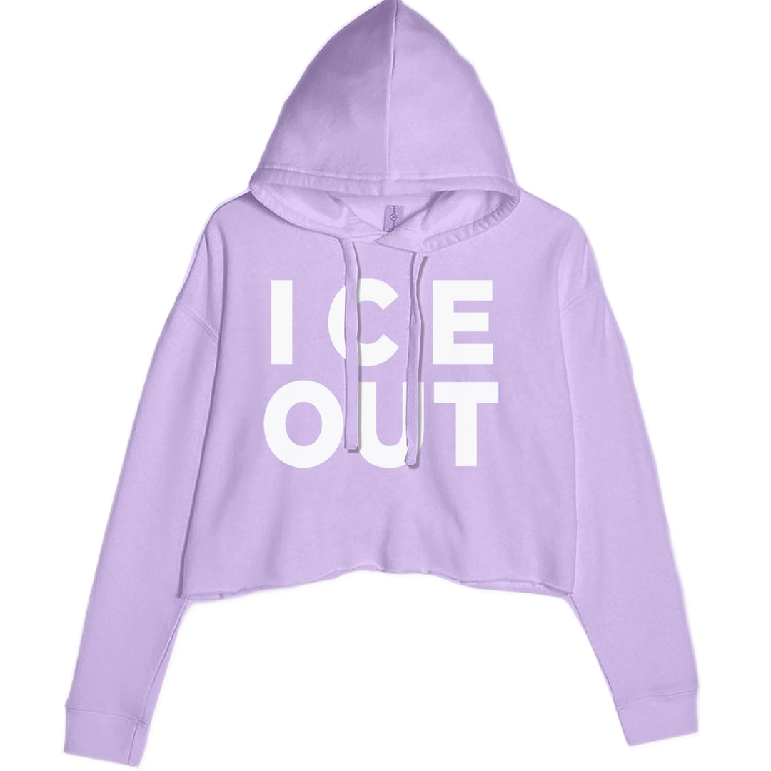 Ice Out Protest Cropped Hoodie Sweatshirt Lavender