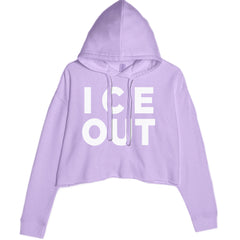 Ice Out Protest Cropped Hoodie Sweatshirt Lavender