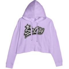 Sin City Vegas Retro Vintage Cropped Hoodie Sweatshirt Lavender