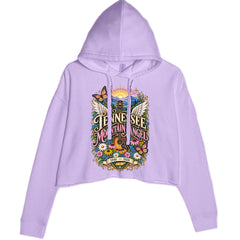 Tennessee Mountain Angel Wings Dolly Cropped Hoodie Sweatshirt Lavender