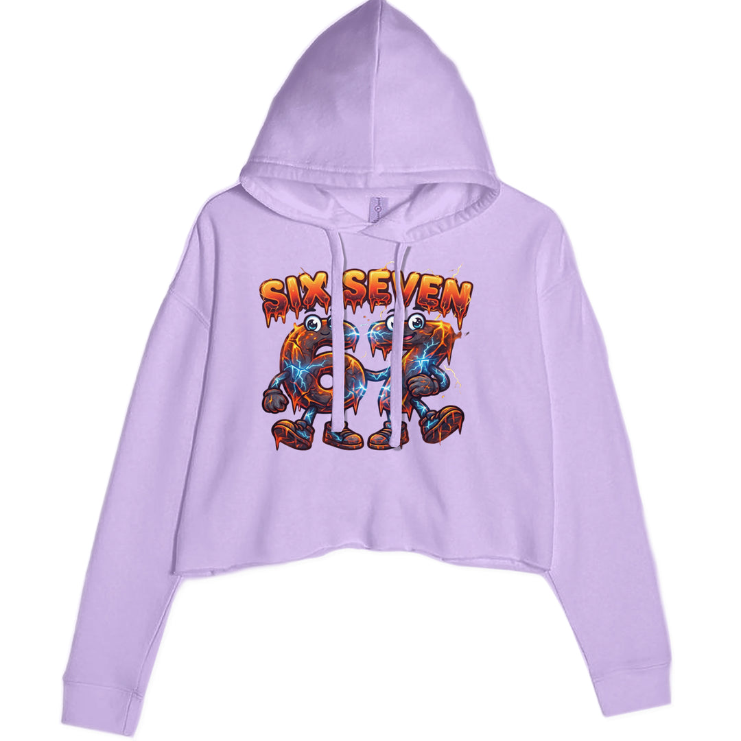 67 Lava Lightning Six Seven Meme Cropped Hoodie Sweatshirt Lavender