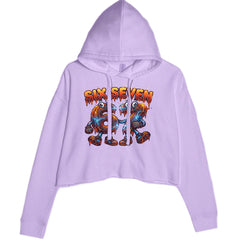 67 Lava Lightning Six Seven Meme Cropped Hoodie Sweatshirt Lavender