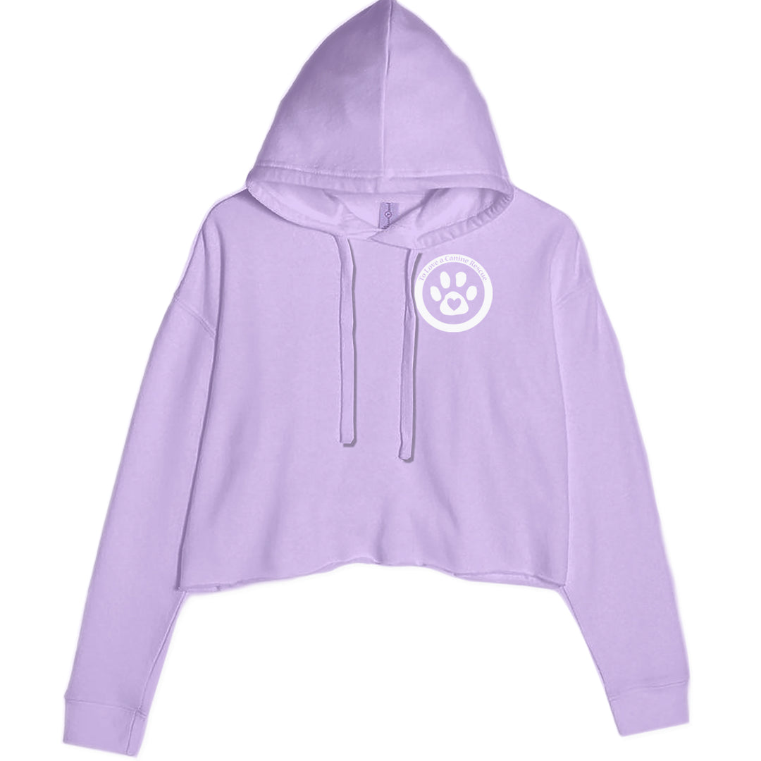 TLC To Love a Canine Dog Rescue White Cropped Hoodie Sweatshirt Lavender