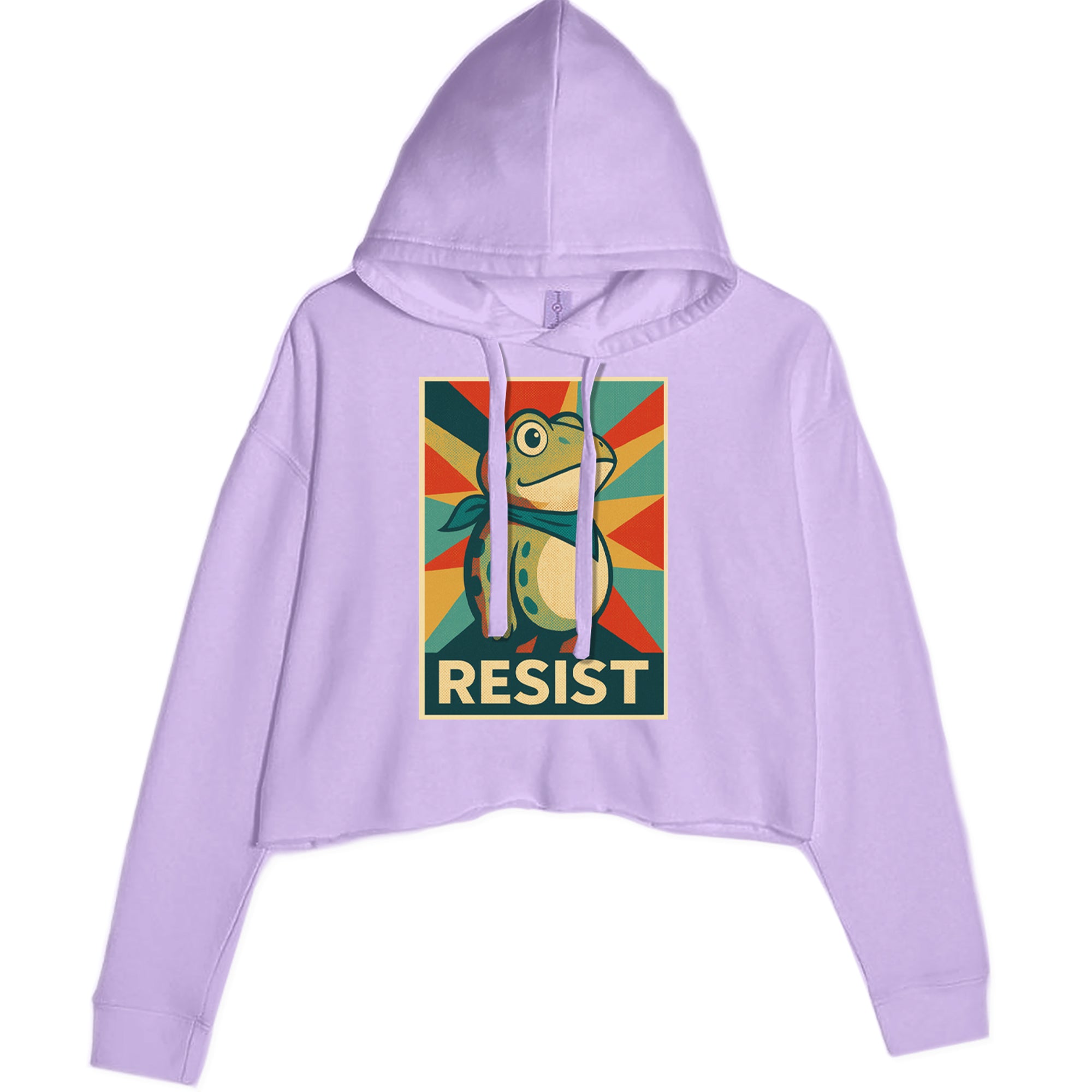 Resist Portland Protest Frog Cropped Hoodie Sweatshirt Lavender