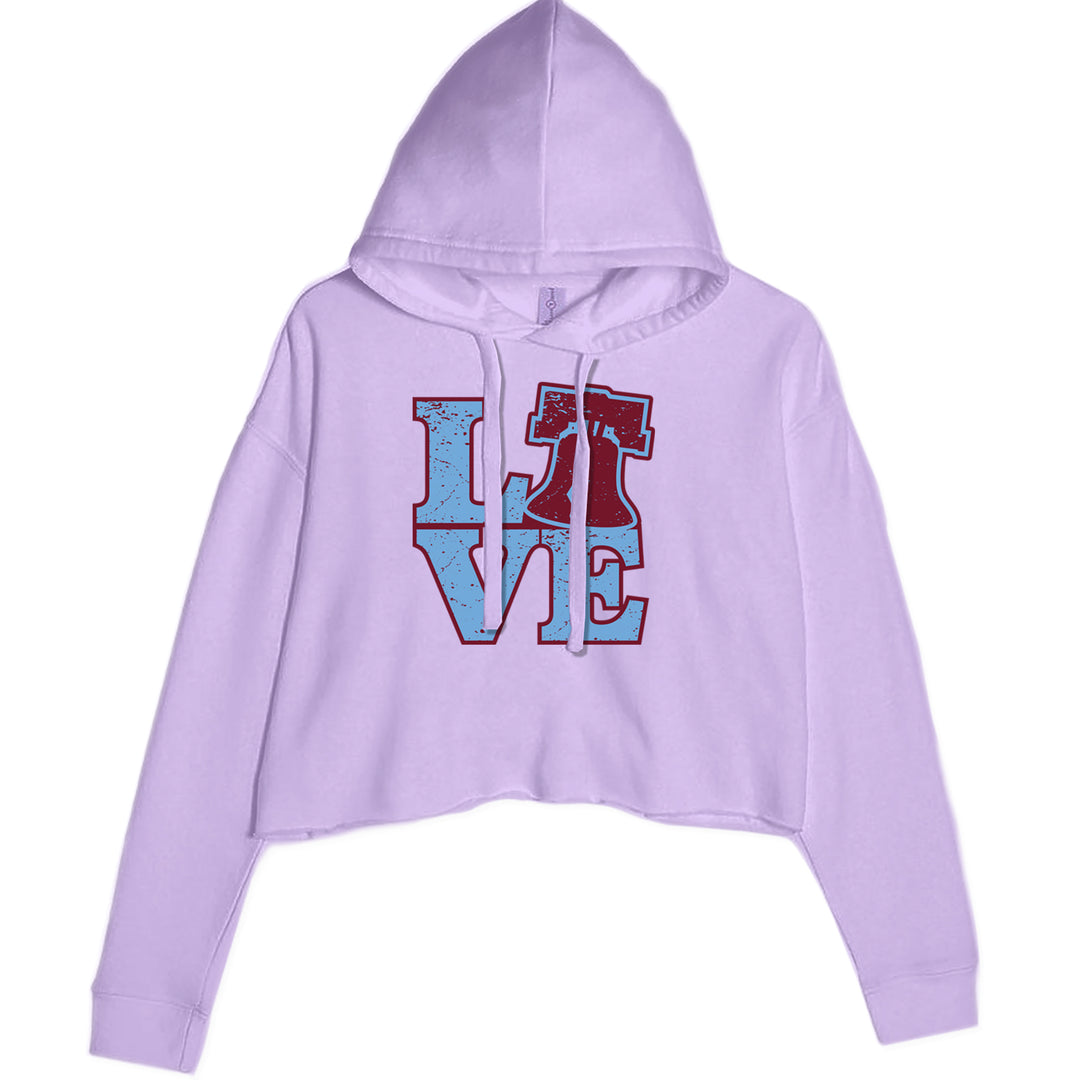 Love Philly Liberty Bell Cropped Hoodie Sweatshirt Lavender