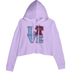 Love Philly Liberty Bell Cropped Hoodie Sweatshirt Lavender