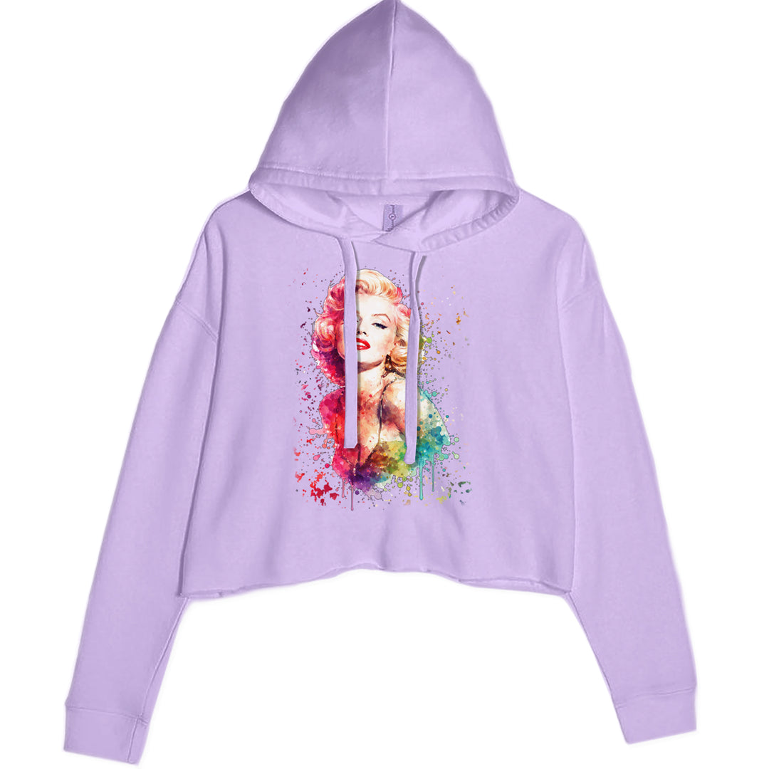 Mrs. Monroe Watercolors Bombshell Cropped Hoodie Sweatshirt Lavender