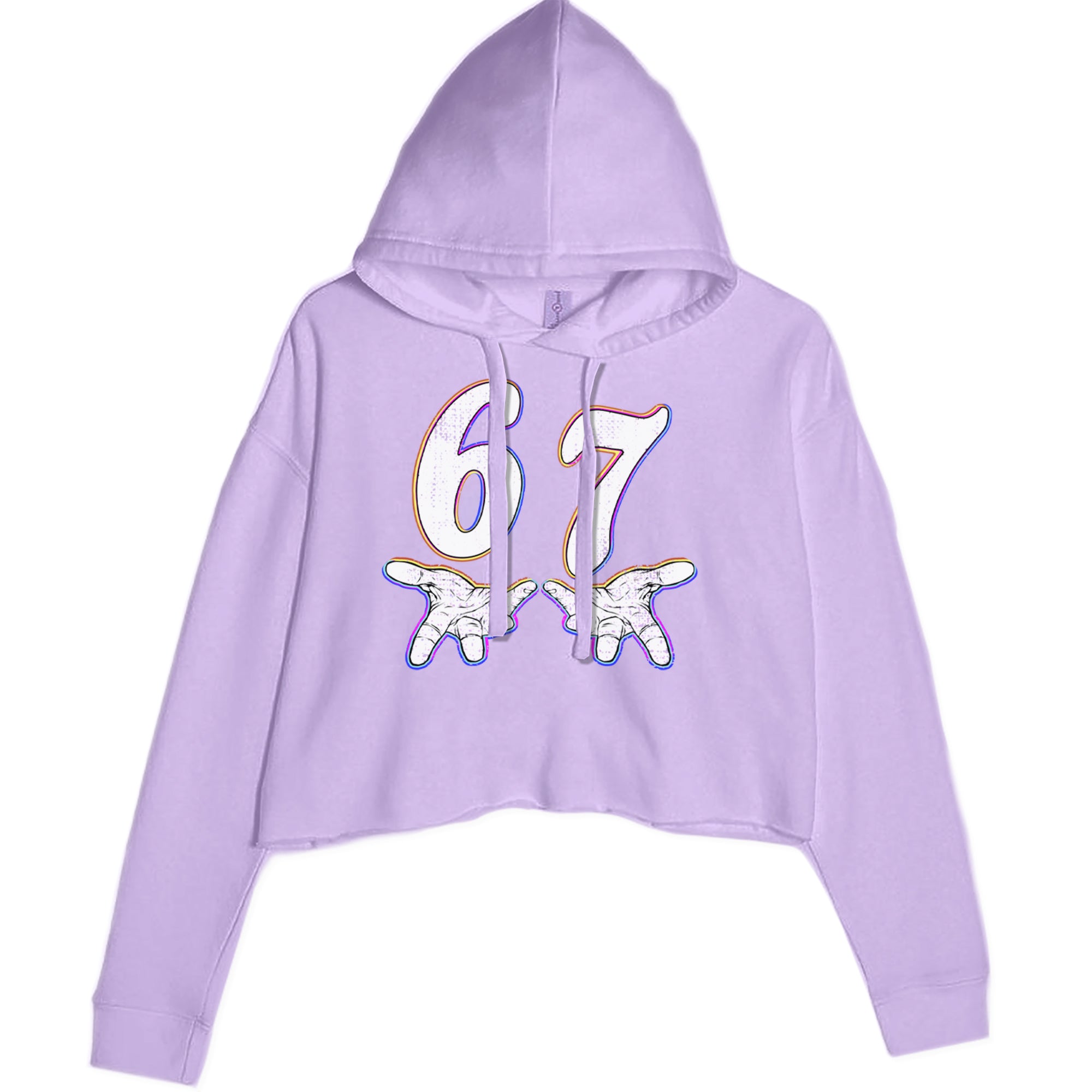 67 Hands Meme Viral Drill Cropped Hoodie Sweatshirt Lavender