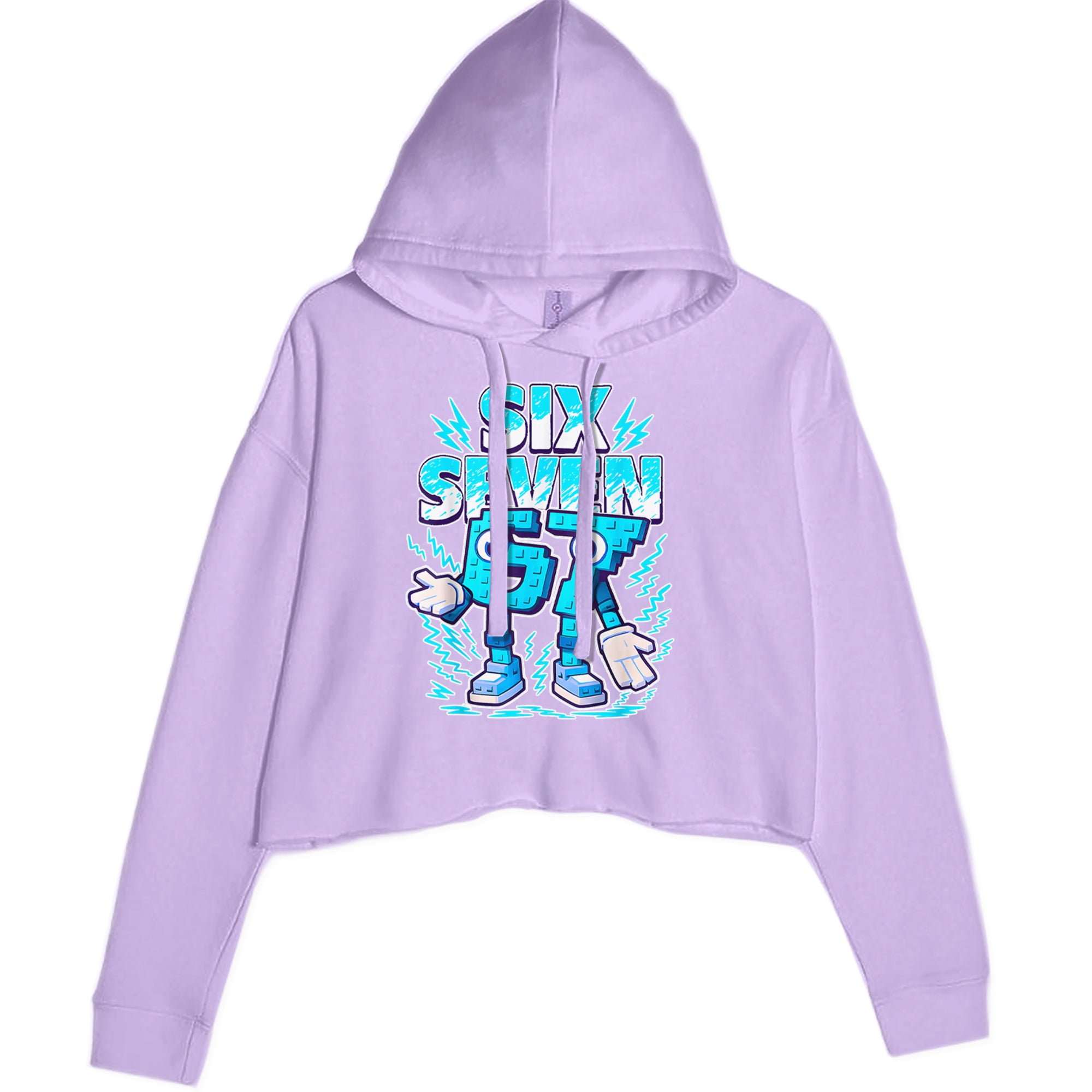 67 Brainrot Meme Slang Cropped Hoodie Sweatshirt Lavender