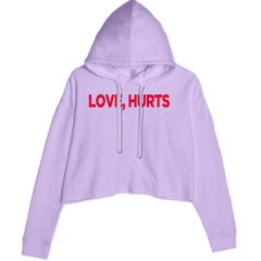 Love Hurts Cropped Hoodie Sweatshirt Lavender