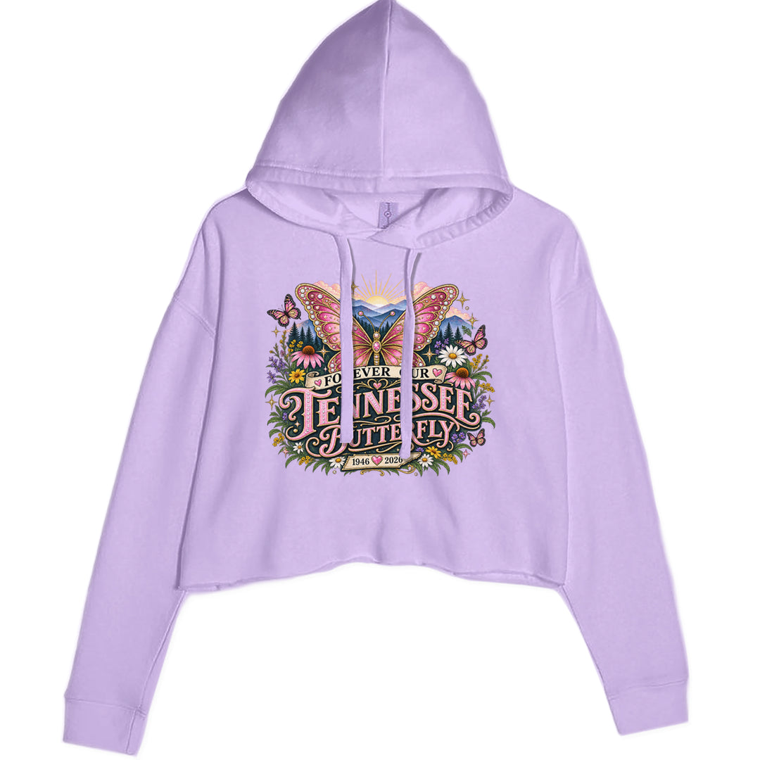 Forever Our Tennessee Butterfly Dolly Cropped Hoodie Sweatshirt Lavender