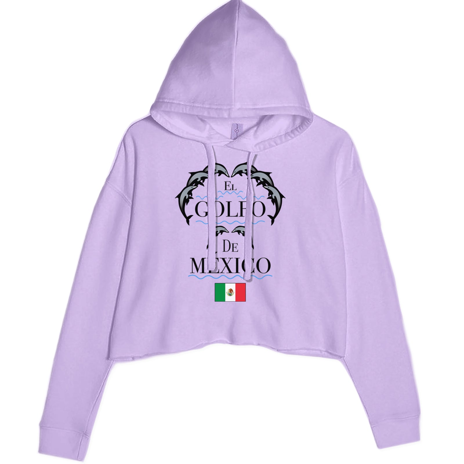 El Golfo De Mexico Dancing Dolphins Cropped Hoodie Sweatshirt Lavender