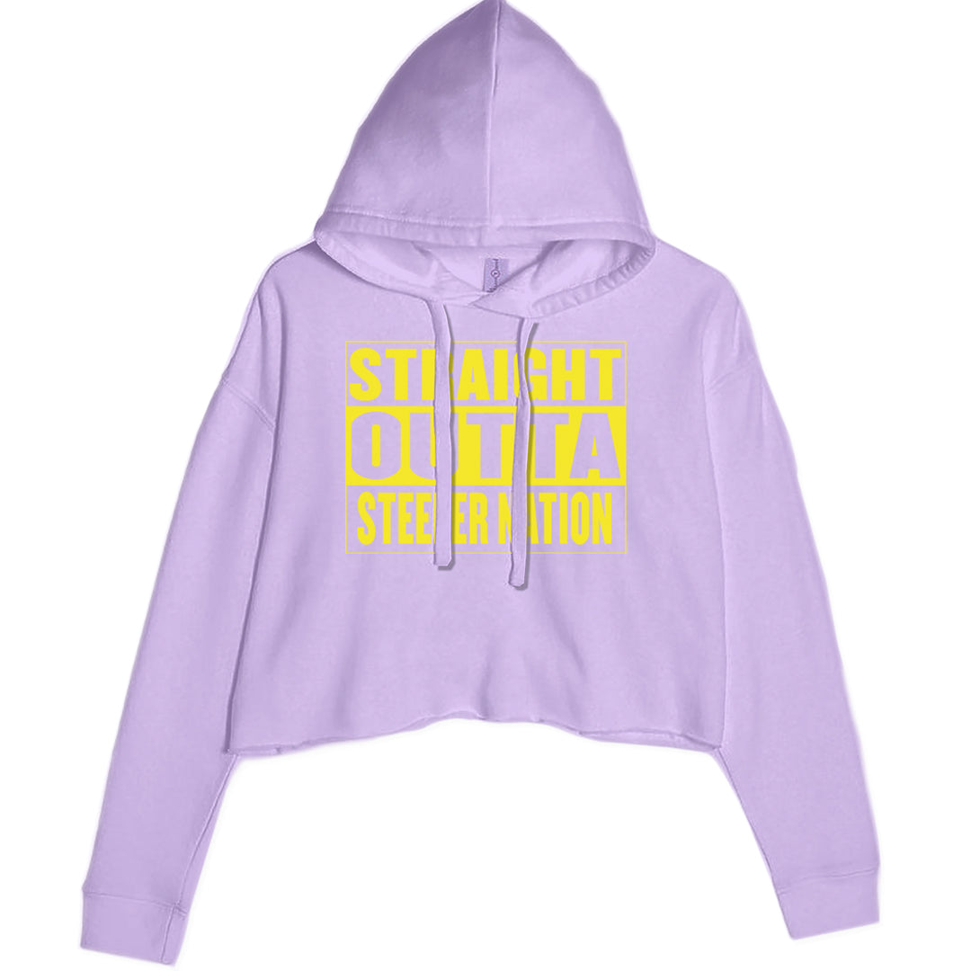 Straight Outta Steeler Nation Football  Cropped Hoodie Sweatshirt Lavender
