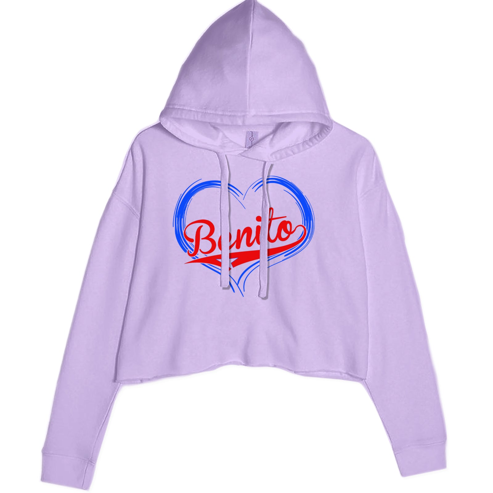 Benito Heart Puerto Rico Cropped Hoodie Sweatshirt Lavender