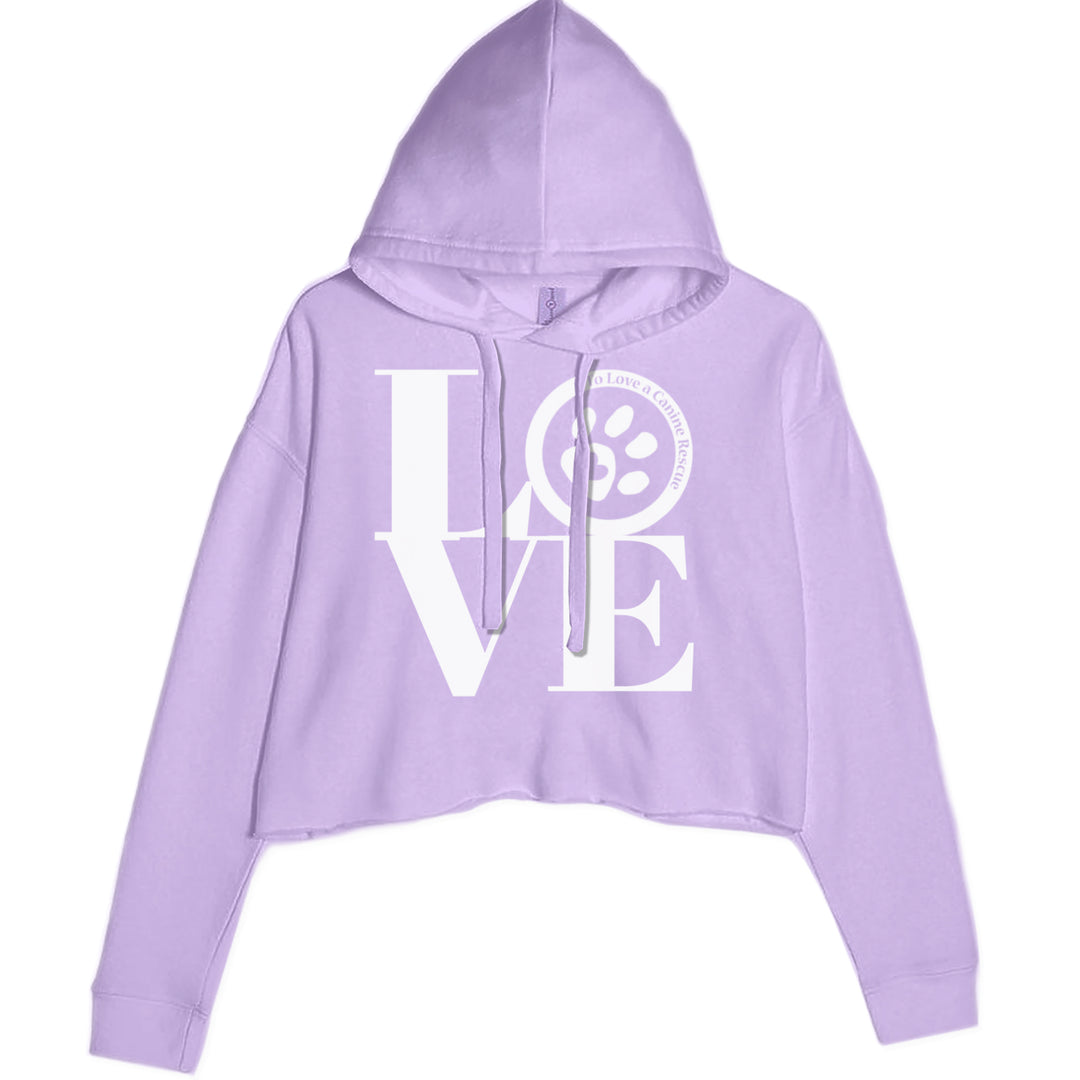 TLC LOVE Dog Rescue Cropped Hoodie Sweatshirt Lavender