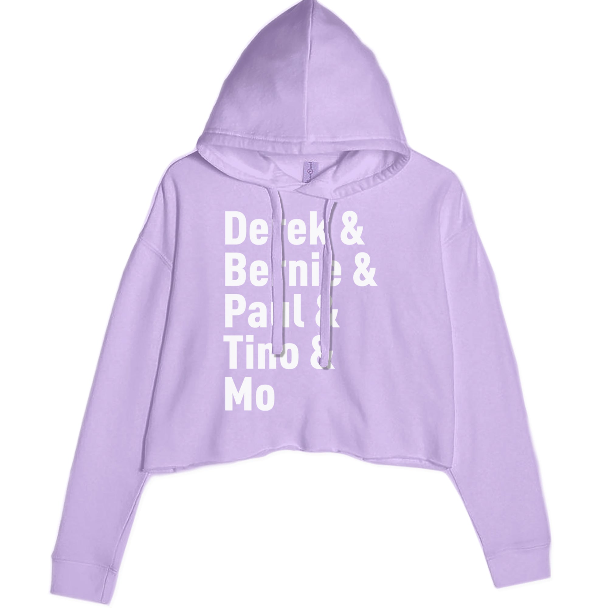 Derek & Bernie & Paul & Tino & Mo Cropped Hoodie Sweatshirt Lavender