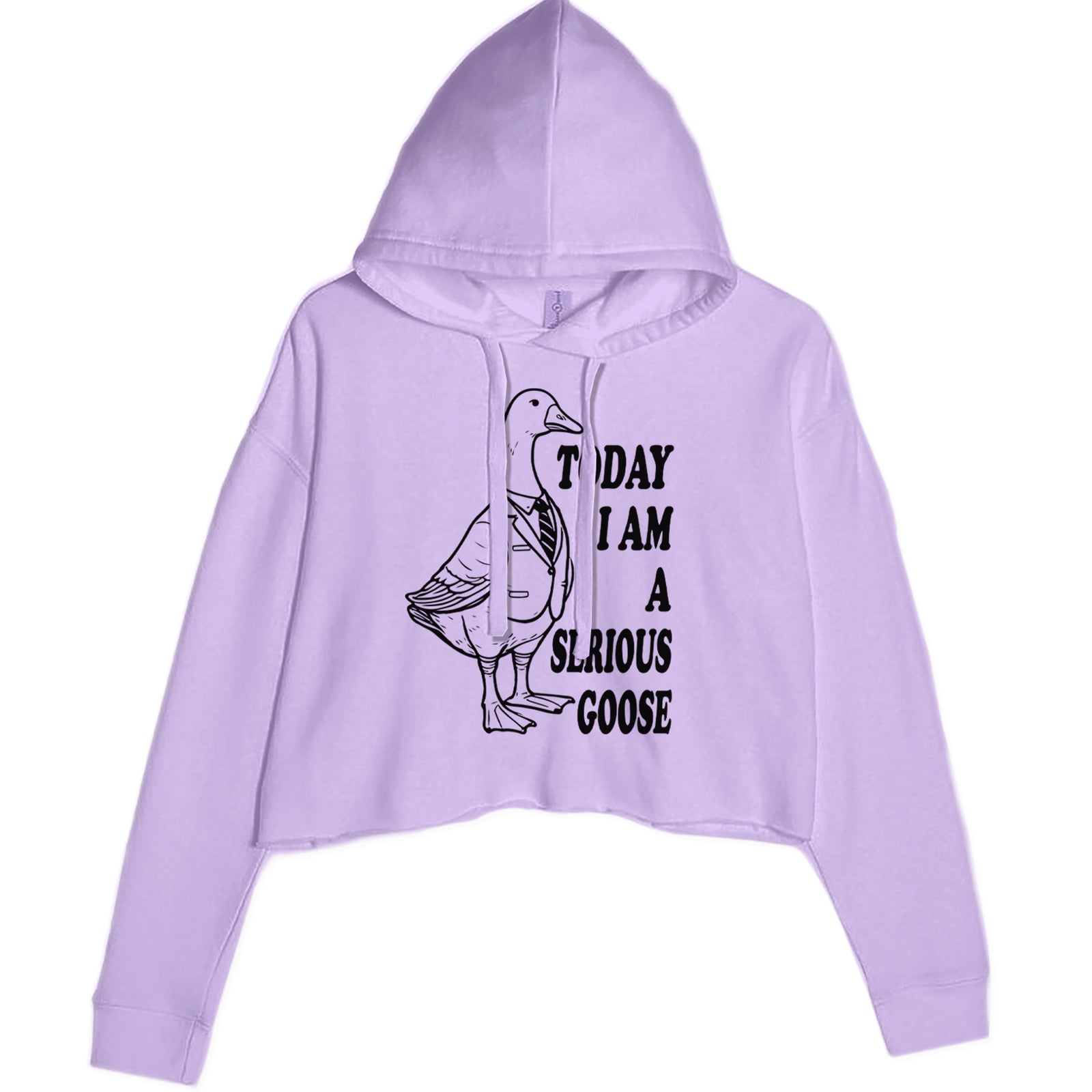 Today I Am A Serious Goose Cropped Hoodie Sweatshirt Lavender
