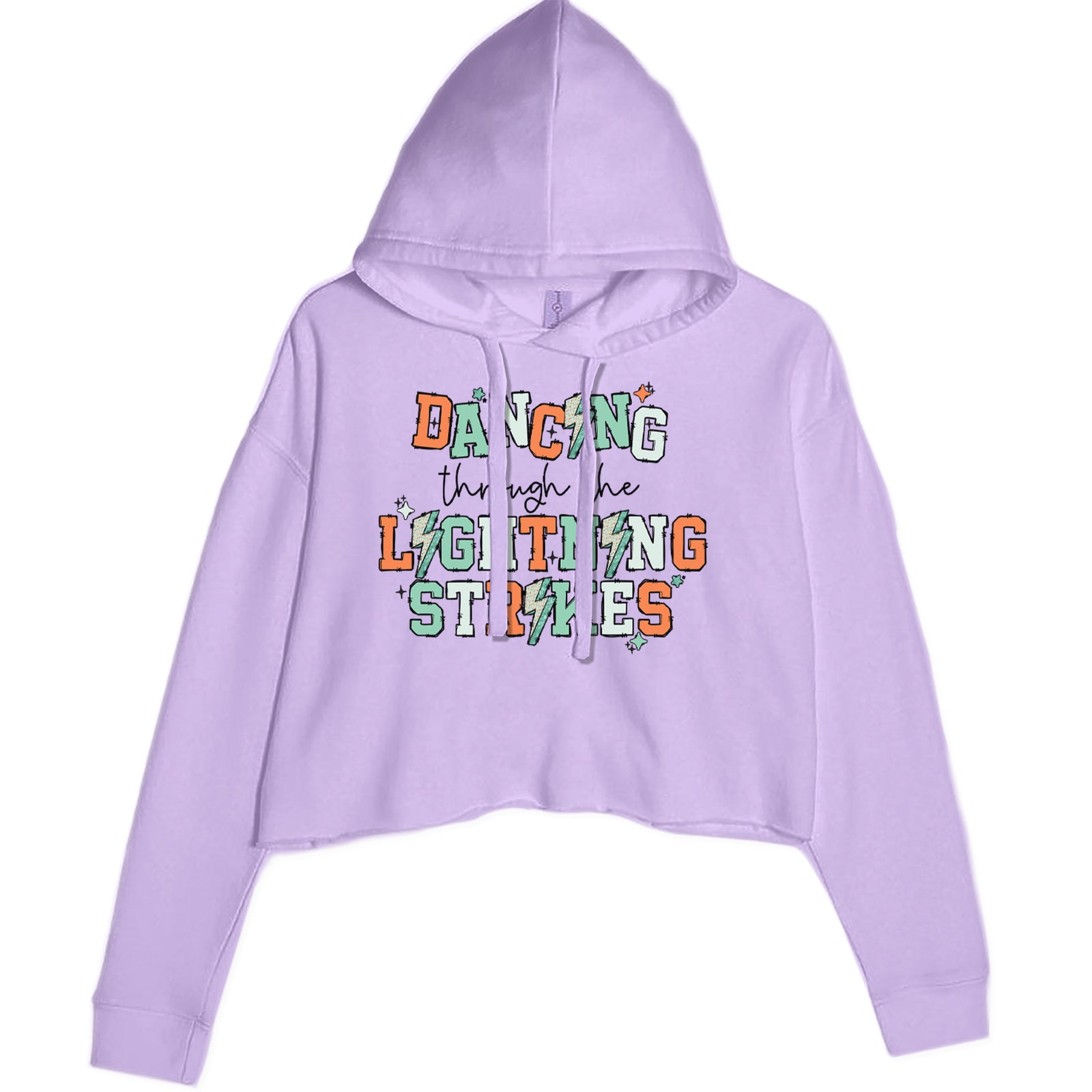 Dancing Through The Lightning Strikes Cropped Hoodie Sweatshirt Lavender