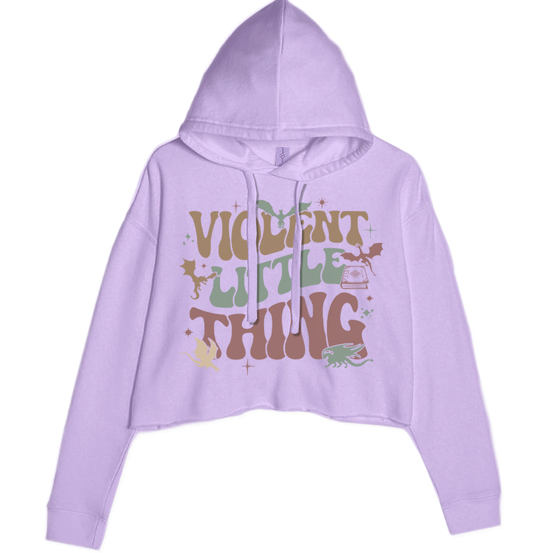 Violent Little Thing Dragon Cropped Hoodie Sweatshirt Lavender