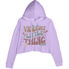 Violent Little Thing Dragon Cropped Hoodie Sweatshirt Lavender