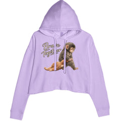 Punch Brave Together Stuffed Animal Cropped Hoodie Sweatshirt Lavender