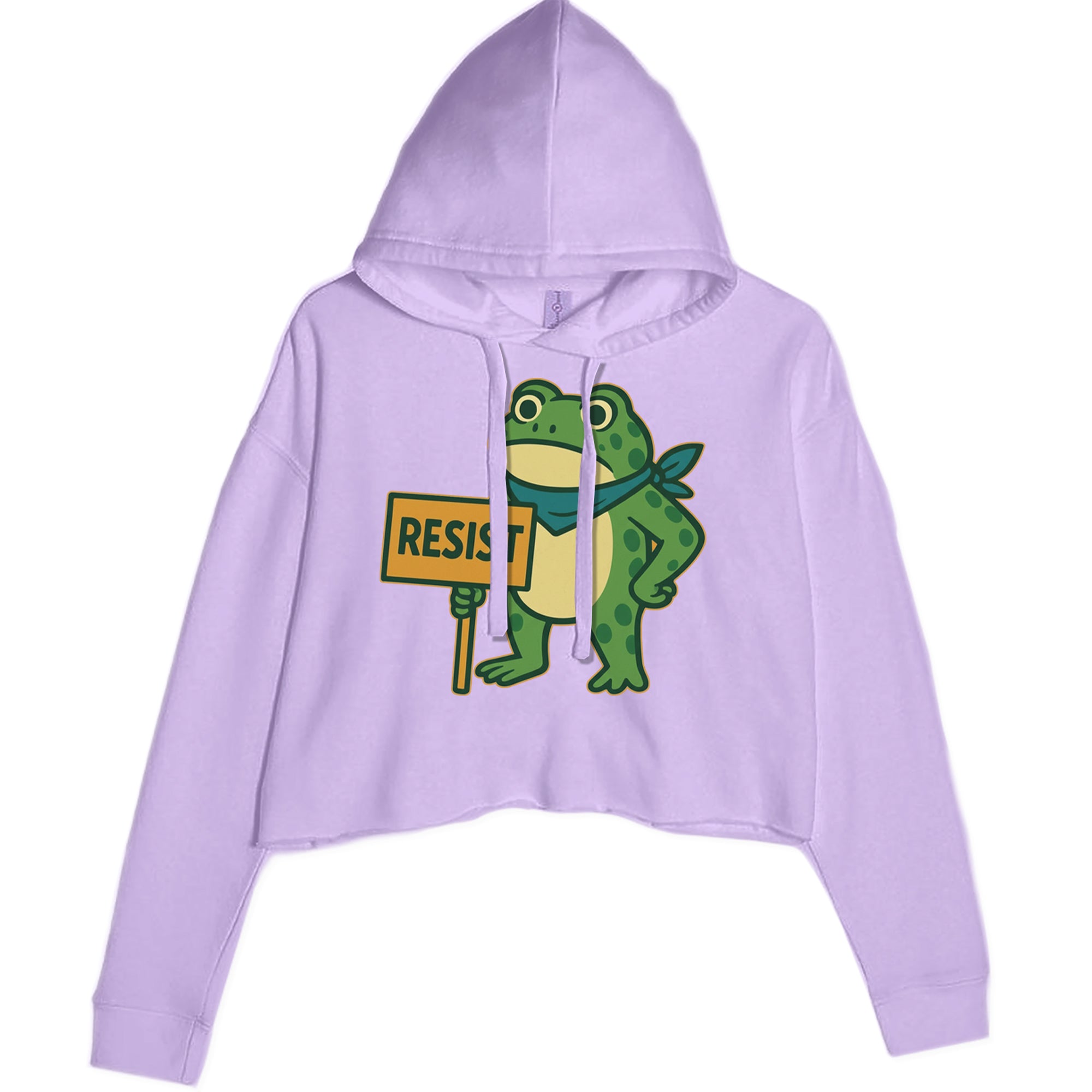 Sign Resist Meme Frog Protest Cropped Hoodie Sweatshirt Lavender
