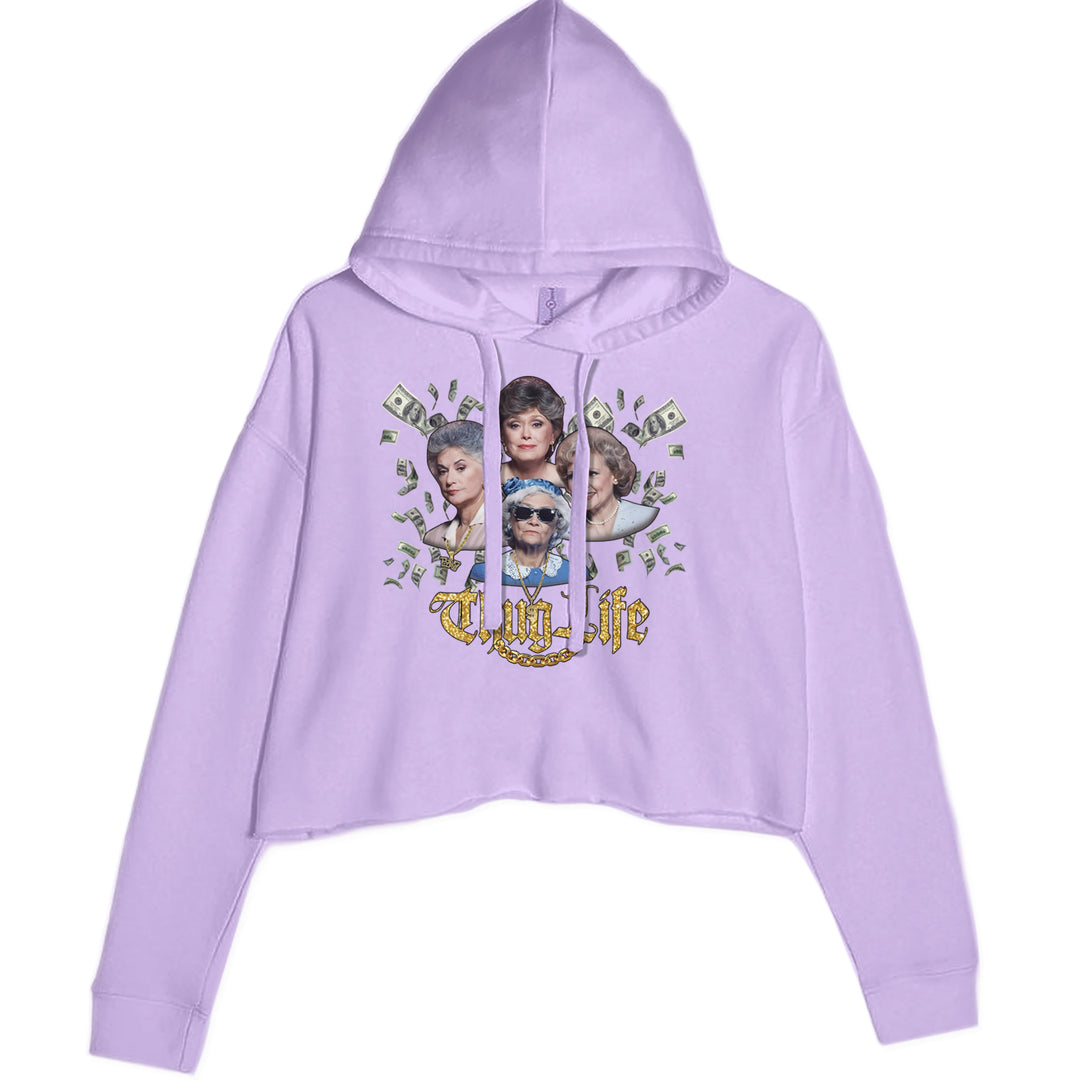 Golden Chain Thug Life Girls Cropped Hoodie Sweatshirt Lavender
