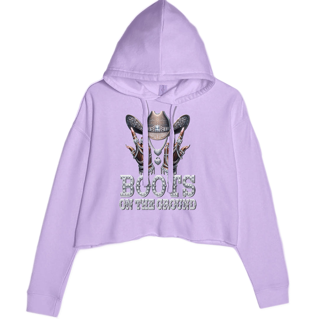 Boots On The Ground Bling Cropped Hoodie Sweatshirt Lavender