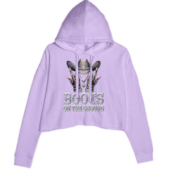Boots On The Ground Bling Cropped Hoodie Sweatshirt Lavender