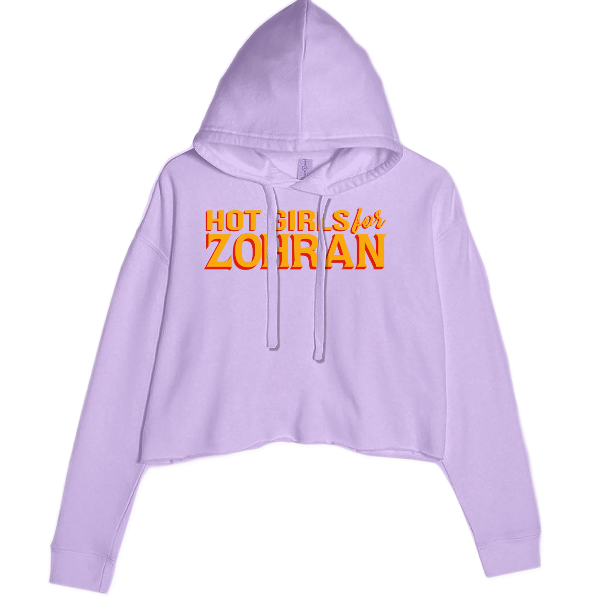 Hot Girls for Zohran Meme Cropped Hoodie Sweatshirt Lavender