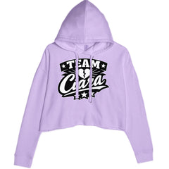 Team Ciara Scamanda Broken Heart graphic on Women's Cropped Fleece Hoodie in Lavender