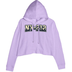 New York City 212 Area Code Skyline  Cropped Hoodie Sweatshirt Lavender