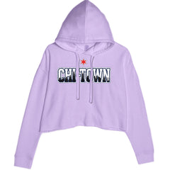 Chicago Chi-Town City Pride Cropped Hoodie Sweatshirt Lavender