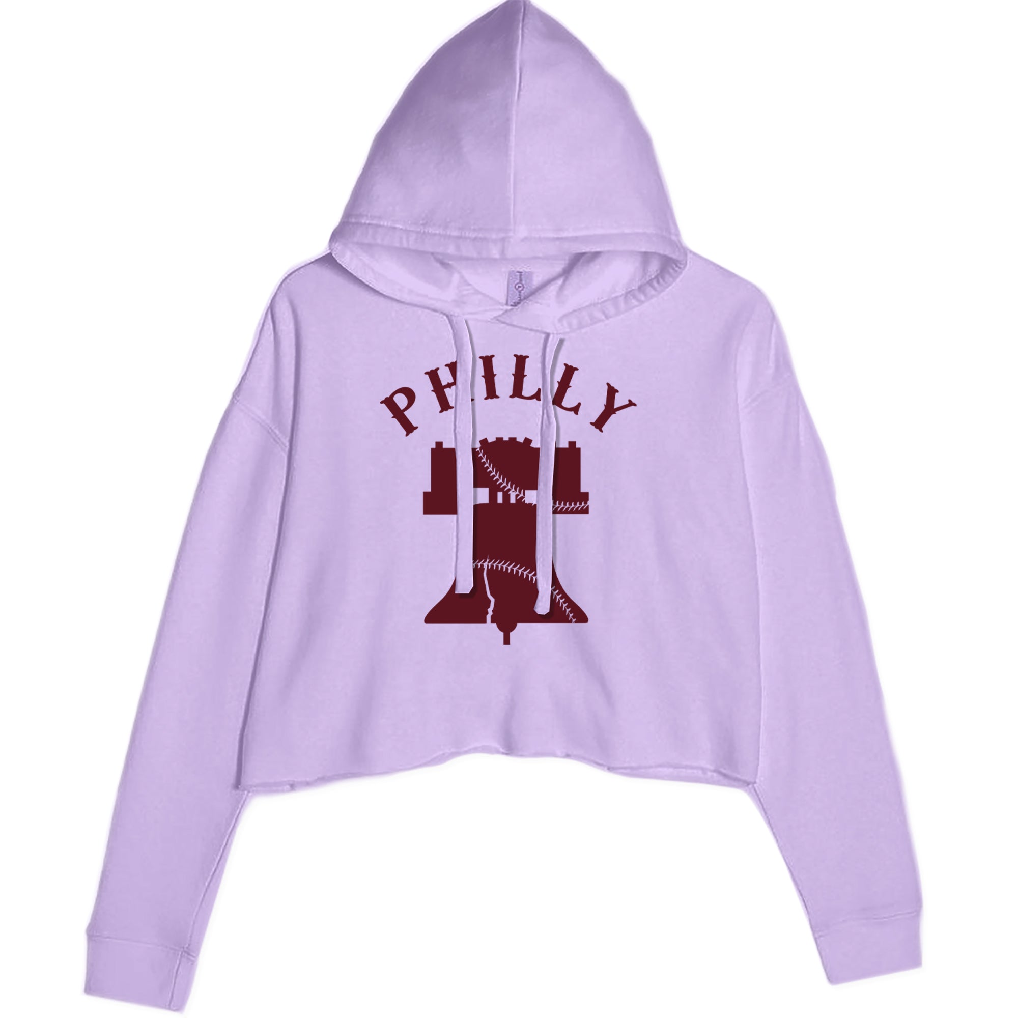 Philly Cracked Liberty Bell Cropped Hoodie Sweatshirt Lavender