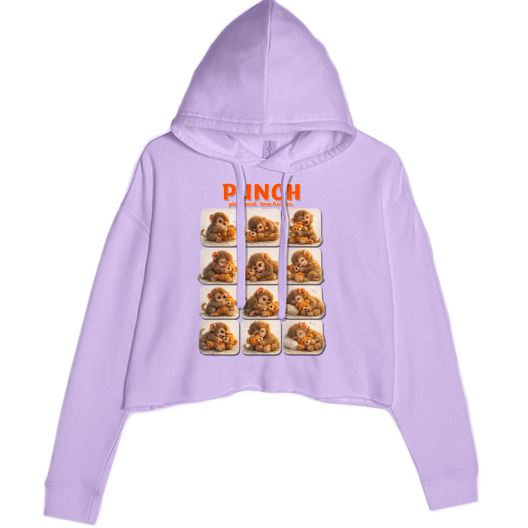 Punch Play Hard Love Harder Cropped Hoodie Sweatshirt Lavender