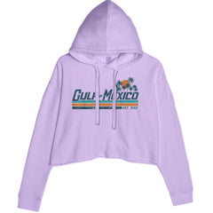 Gulf Of Mexico Established Year 1550 Cropped Hoodie Sweatshirt Lavender