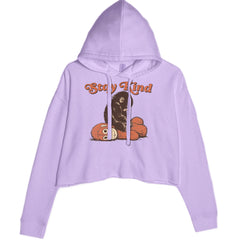 Punch Stay Kind Macaque Cropped Hoodie Sweatshirt Lavender