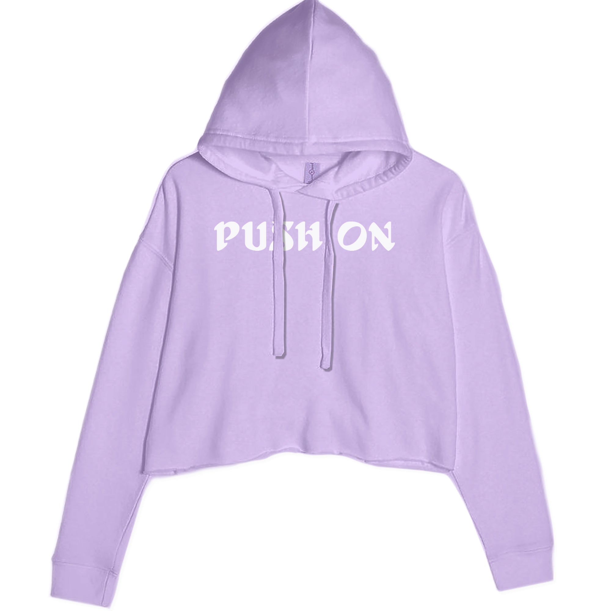 Push On Tush Push Cropped Hoodie Sweatshirt Lavender