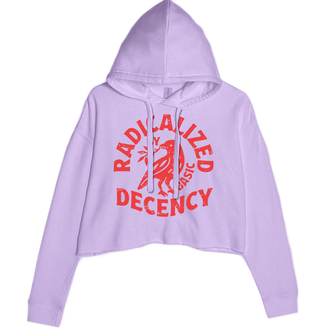 Radicalized by Basic Decency Dove Protest Statement Cropped Hoodie Sweatshirt Lavender