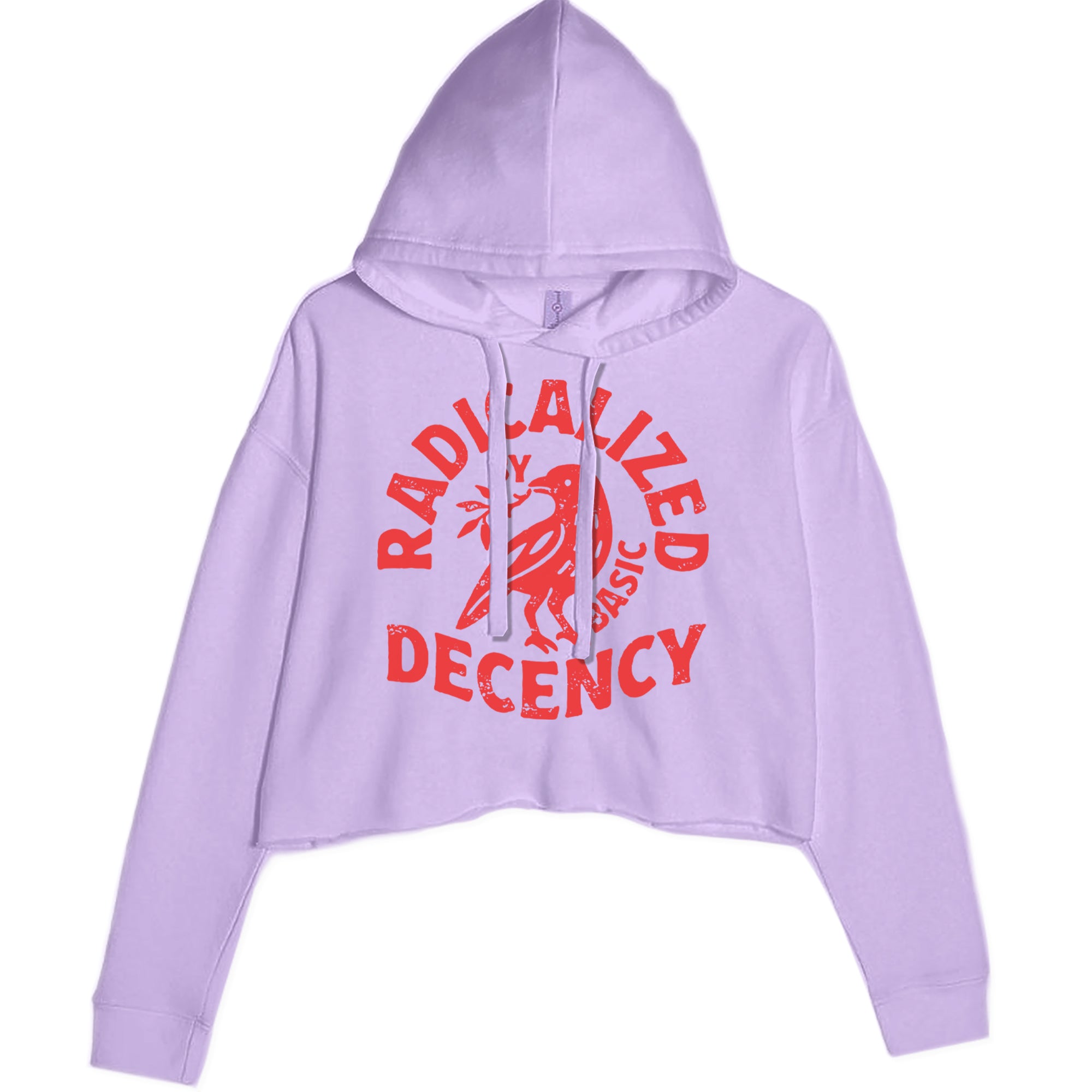 Radicalized by Basic Decency Dove Protest Statement Cropped Hoodie Sweatshirt Lavender