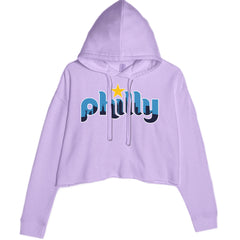 Skyline Philly Philadelphia Cropped Hoodie Sweatshirt Lavender