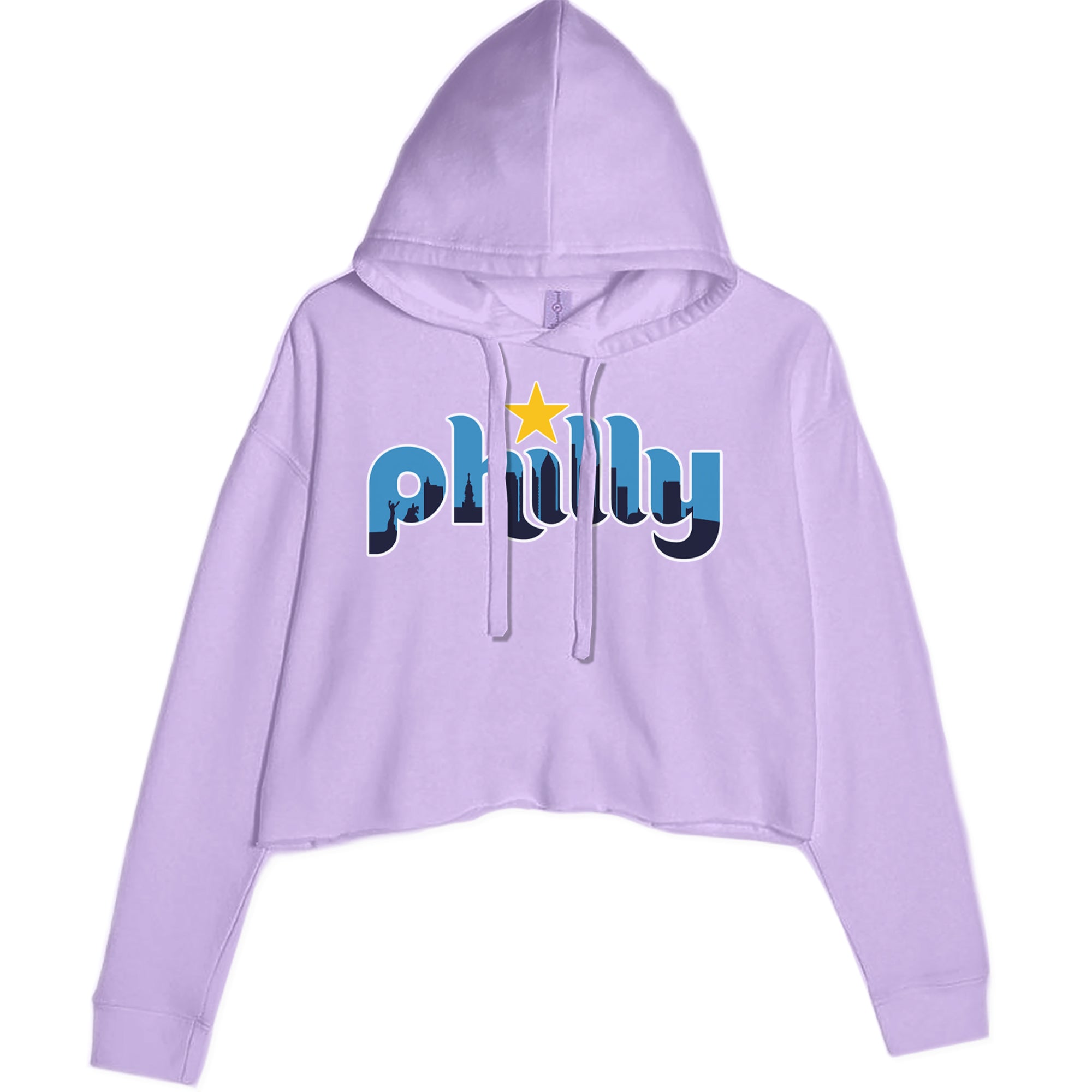 Skyline Philly Philadelphia Cropped Hoodie Sweatshirt Lavender