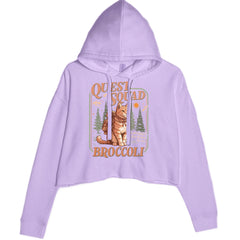 Quest Squad Broccoli Cat Fantasy Reader graphic on Women's Cropped Fleece Hoodie in Lavender