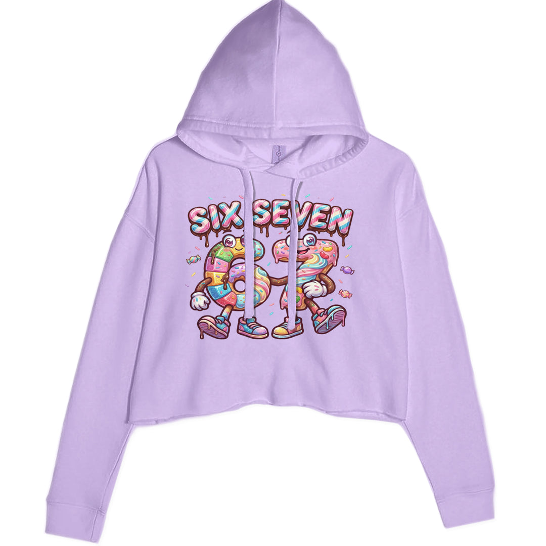 67 Candy Swirl Meme Cropped Hoodie Sweatshirt Lavender