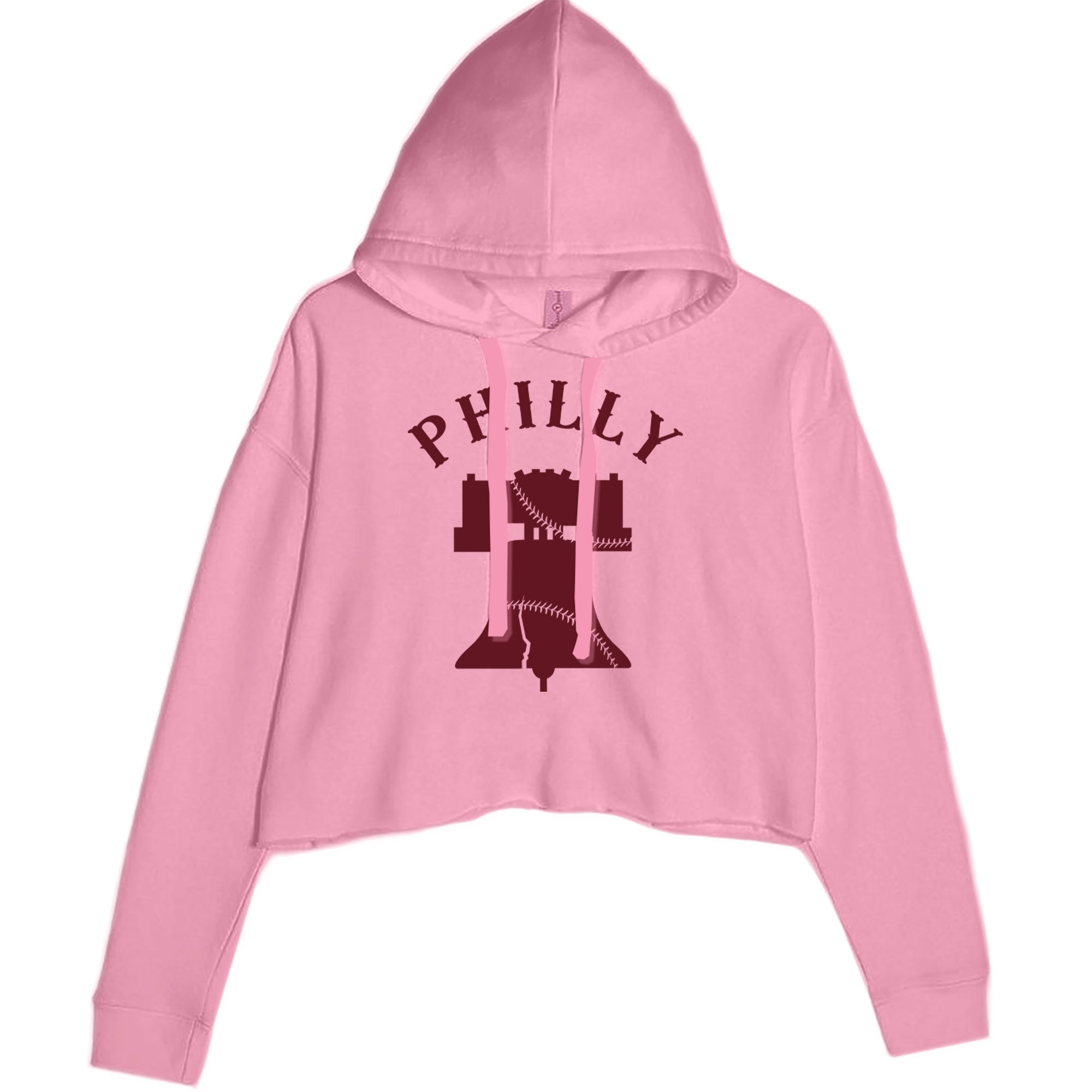 Philly Cracked Liberty Bell Cropped Hoodie Sweatshirt Mauve