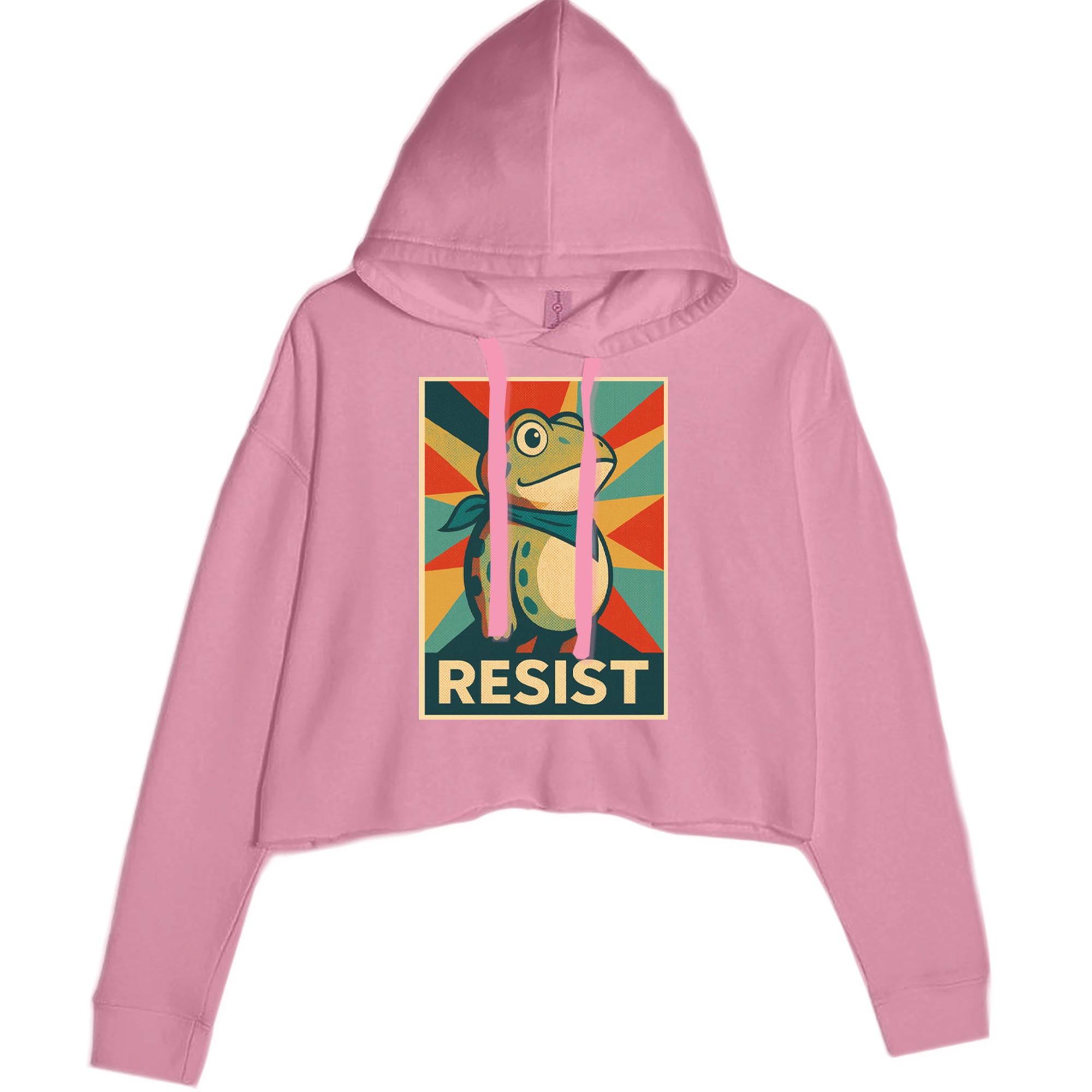 Resist Portland Protest Frog Cropped Hoodie Sweatshirt Mauve